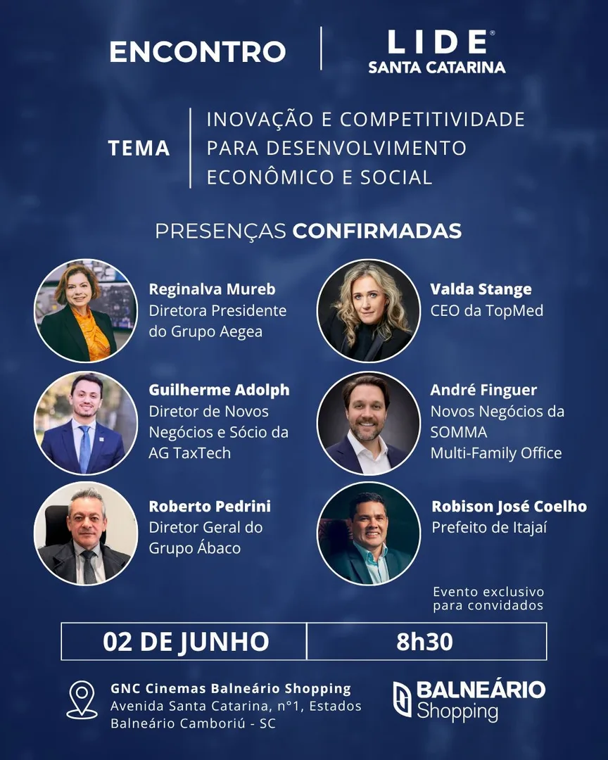 Encontro LIDE SC discute inovação e competitividade em Balneário Camboriú