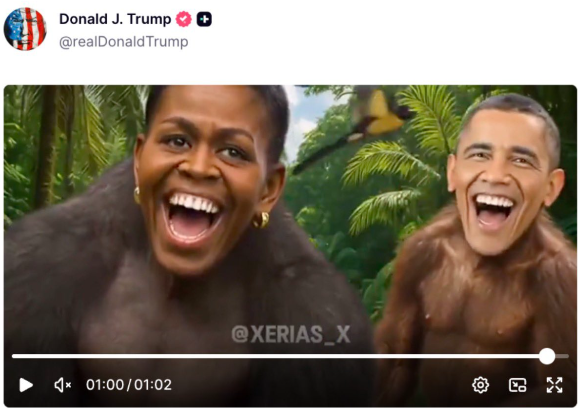 Trump diz que não se desculpará por vídeo com Barack e Michelle Obama